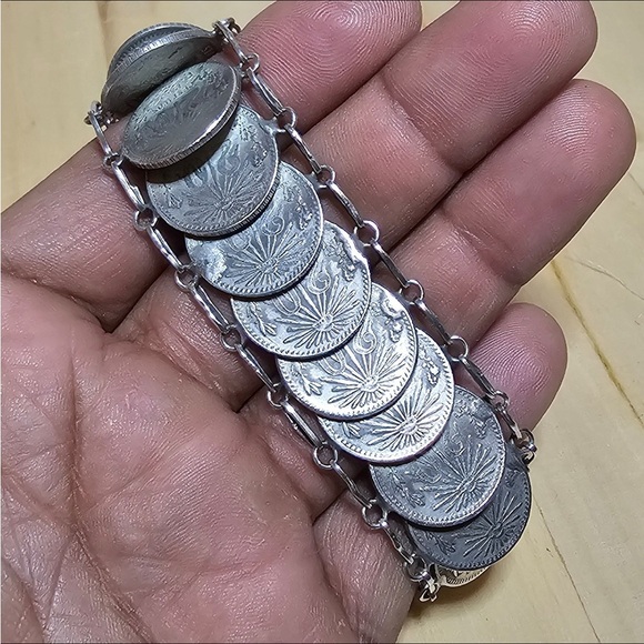 Mexico 20 Centavos .720 Silver Coin Bracelet 20 Coins Measures 8 In Weighs 71g - Picture 3 of 9